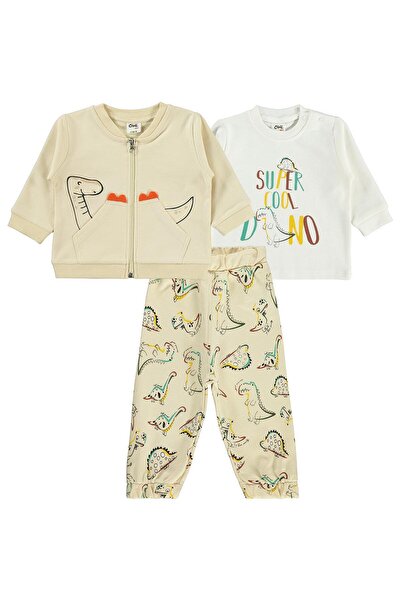 Civil Baby Dino Embroidered Cardigan 6-18 Months Set - Beige 6-9 Months