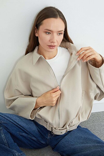 Fulla Moda Belt Li Pleated Oversized Trench Coat