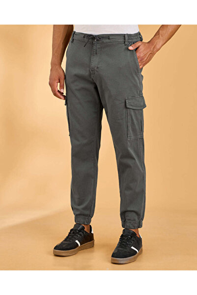 REDTAG Men Grey Cargo Joggers