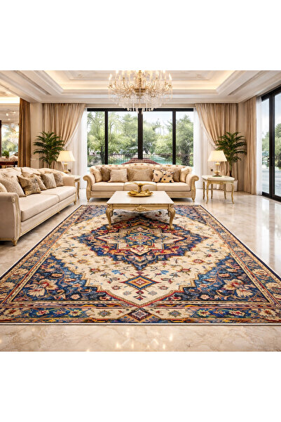 GNL HOME Safir Saray Halısı Djital Baskı,Kaymaz Taban, Yıkanabilir Salon, Mut...