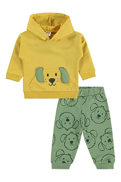 Civil Baby Kapşonlu Köpek Nakışlı 6-18 Ay Takım - Hardal 6-9 Ay