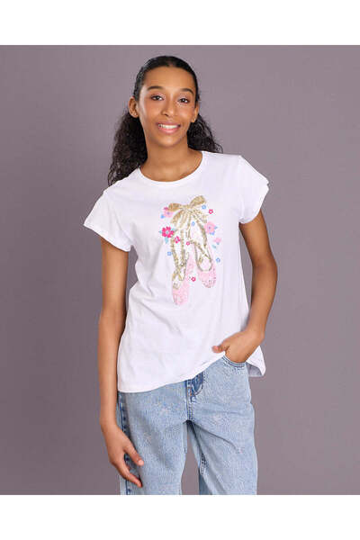 REDTAG Senior Girls Off White Printed Top and Shorts Set