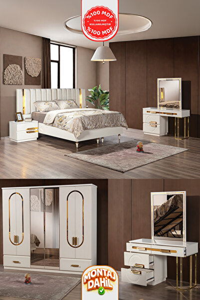 İMBAŞ Kardelen Yatak Odası Takımı %100 MDF - Bazalı