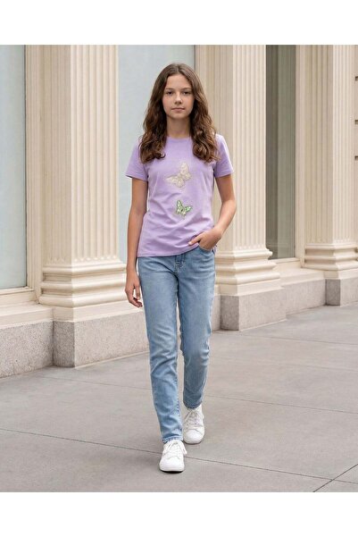 REDTAG Senior Girls Lilac Printed T-Shirt