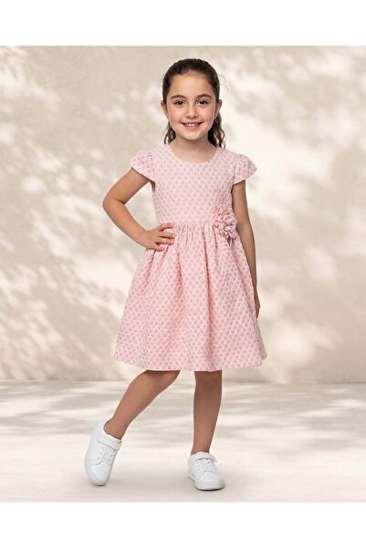 REDTAG فستان جاكار وردي للبنات
