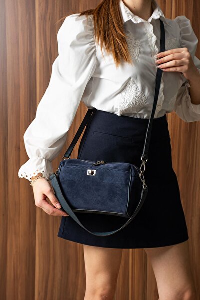 PIEL LINO Women's Genuine Suede Suede E Leather Muz Ve Çap Crossbody Bag 038-...