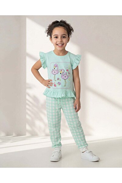 REDTAG طقم بيجاما للبنات بطبعة فلامنجو أخضر