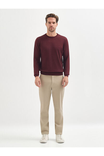 Karaca Bordo Yün Karışımlı Triko Kazak