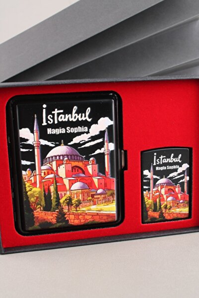 Silvio Monetti Mavi Jet Alevli Çakmak Sigara Tabakası Kutulu Set SET005