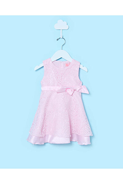 REDTAG Infant Girls Pink Lace Dress