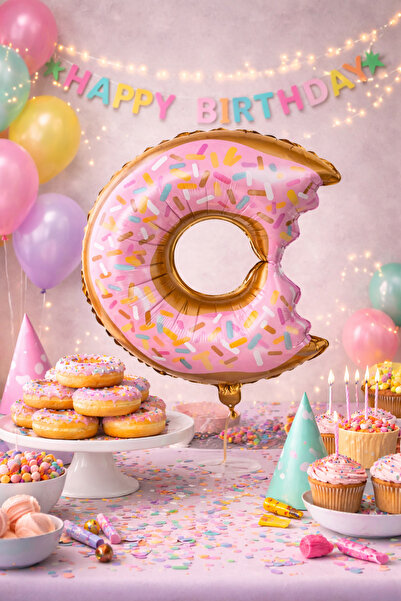 Happyewent Donut Shaped Foil Balloon – Birthday and Party Decoration Balloon