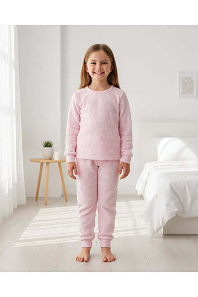REDTAG Girls Pink Placement Print Long Sleeve Pyjama Set