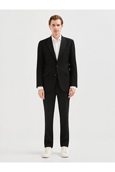 Karaca Siyah Dikey Dokulu Casual Ceket