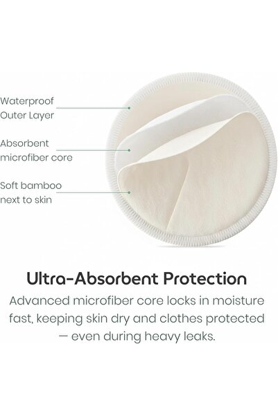turtees Washable Nursing Pads 6 Count – Reusable Bamboo Breast Pads for Breastfeeding Moms