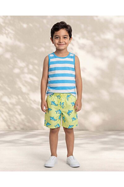 REDTAG Boys Assorted Shark Vest And Shorts Swim Set