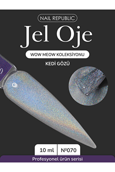 Nail Republic Kalıcı Oje WOW MEOW Kedi Gözü №070 (10 ml) – Gümüş Holografik M...
