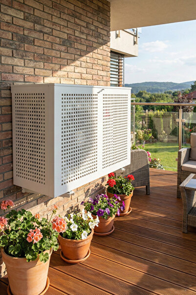 LICCIA Klima Motoru/Dış Ünite Gizleme/Koruma Kafesi L 120x62x110(H) Square Beyaz