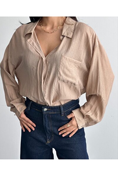 ÇEÇİM Cămașă de damă Bürümcük texturat croi relaxat ZYN-58906