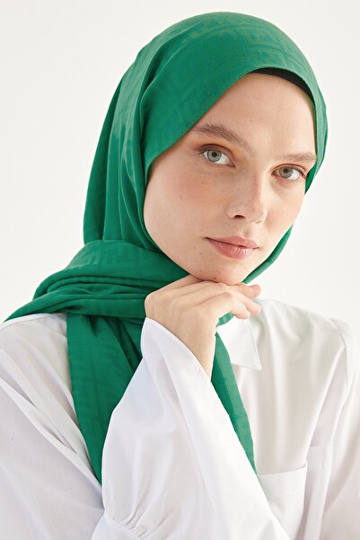 InStyle Elle F Pattern Jacquard Cotton Piece Shawl - Emerald Green
