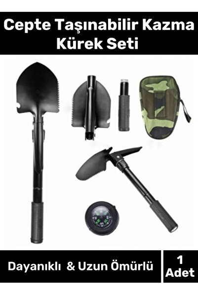 Kozera #KazmaKürekveOrak Katlanabilir Cepte Taşınabilir Çantalı Portatif Kamp...