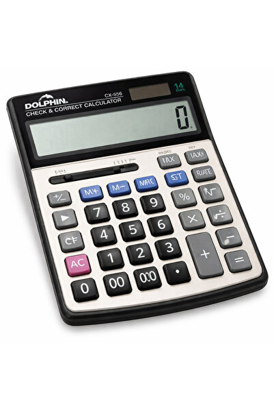 Dolphin آلة حاسبة CX-556 ذات 14 رقمًا، مزودة بخاصية التحقق والتصحيح، ومفاتيح ...