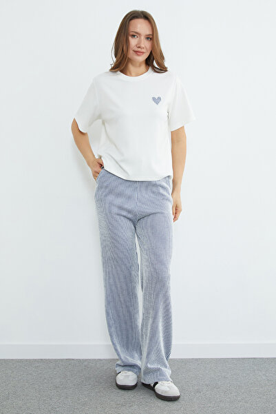 Fulla Moda Striped Crew Neck Pocketed 2-Piece Set