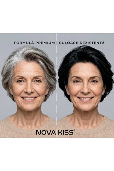 NOVA KISS Șampon colorant NOVA KISS® pentru vopsirea părului negru, 3 în 1, acoperire pentru părul gri, formulă îmbunătățită, 500 ml