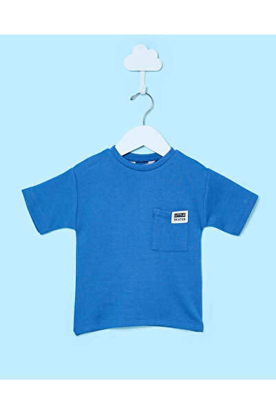 REDTAG Infant Boys Blue Solid T-Shirt