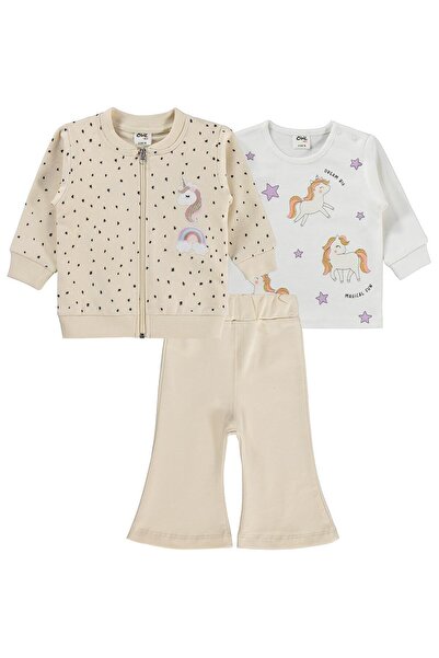Civil Baby Unicorn Nakışlı Hırkalı 6-18 Ay Takım - Bej 12-18 Ay