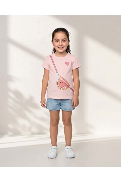 REDTAG تي شيرت وردي مطبوع للبنات