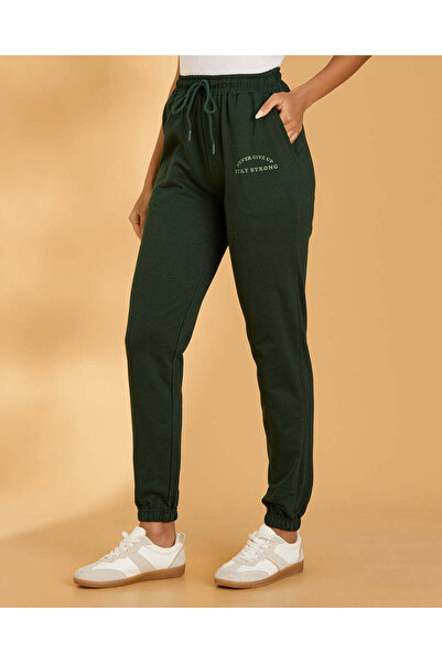 REDTAG Women Green Knitted Active Joggers