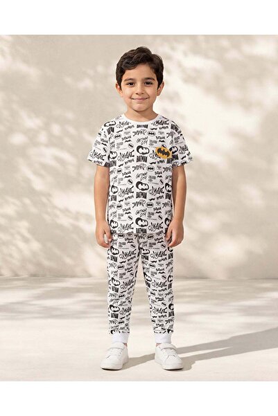 REDTAG Boys White Batman Pyjama Set