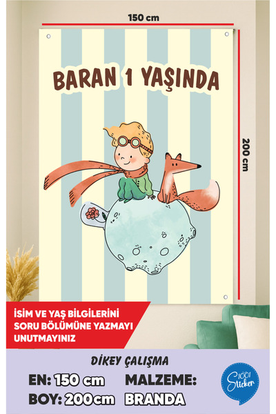 1001 sticker The Little Prince Themed Birthday Canvas Banner 150Cmx200Cm