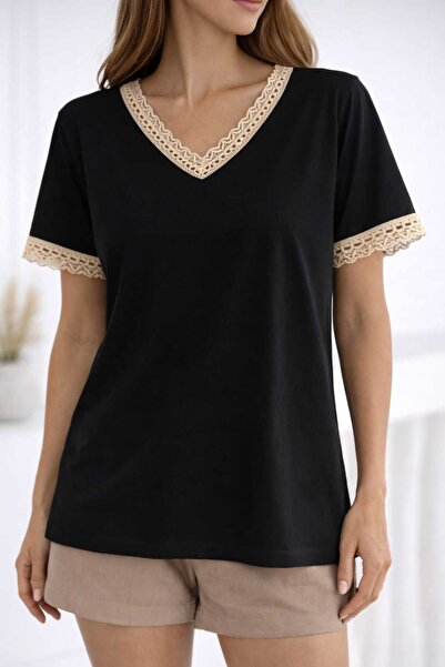 Benedetto Νέα σεζόν Μοντέρνο γυναικείο μπλουζάκι από βαμβάκι με λαιμόκοψη V κ...