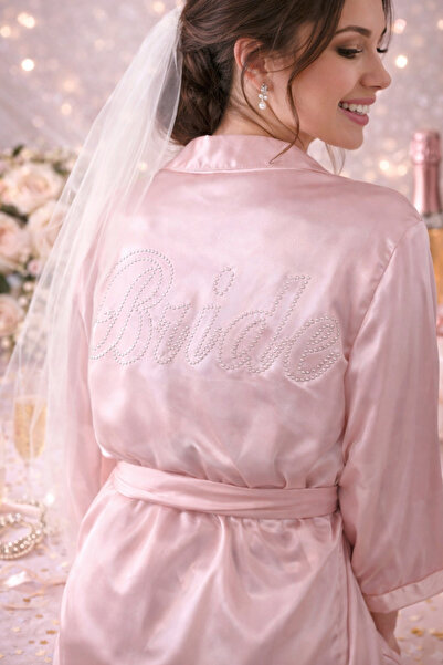 Happyewent Bride Written on Pink Satin Bridal Robe – Packaged Bridal Preparat...