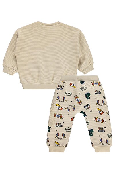 Civil Baby Dinosaur Embroidered Set for 6-18 Months - Beige 18-24 Months