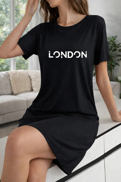 HOFFNUNG Unisex Short Sleeve Round Neck London Solid Color Long Tshirt