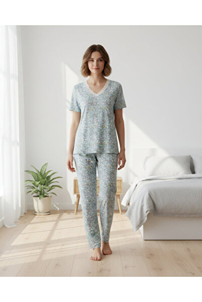 REDTAG Women Lilac Allover Print Long Sleeve Pyjama Set