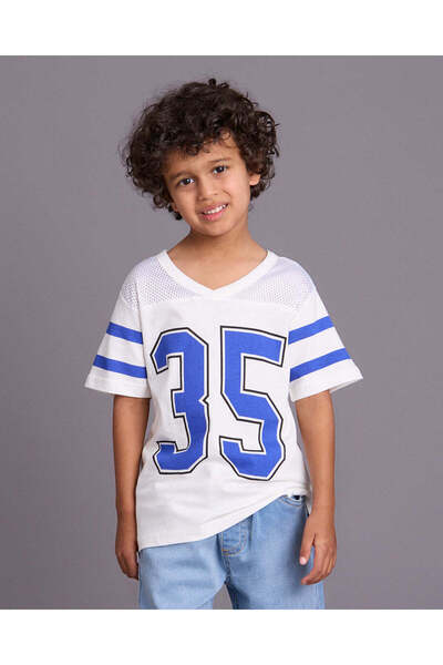 REDTAG Boys White Baseball Printed T-Shirt