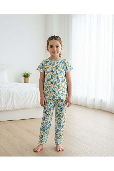 REDTAG Girls Green Floral Short Sleeve Two Piece Set