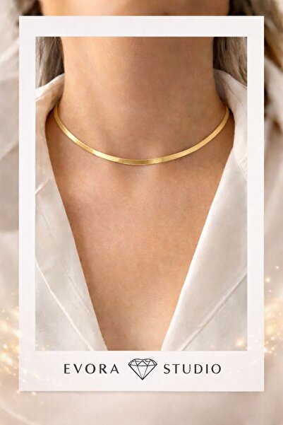 XUPING JEWELRY XP Damgalı Orijinal Xuping Yassı Zincir Kolye – Gold Renk Mini...