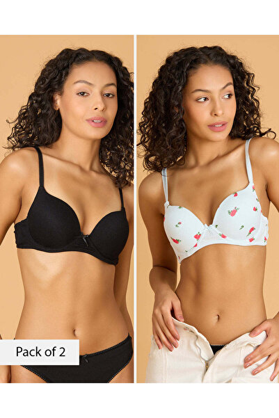 REDTAG Women Assorted 2 Pack Printed Plunge Bras