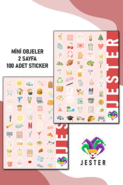 Jester Mini Obje 2'lü Sticker, Çıkartma, Günlük, Ajanda, Planlayıcı, Bullet, ...