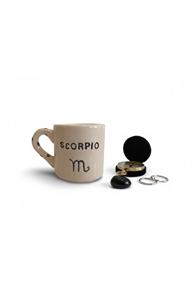 El Yapımı Seramik Espresso Fincanı | Scorpio Yazılı | Akrep Burcu Türk Kahvesi Fincanı