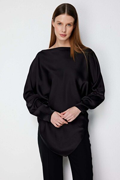 Ekol Boat Neck Asymmetrical Cut Blouse