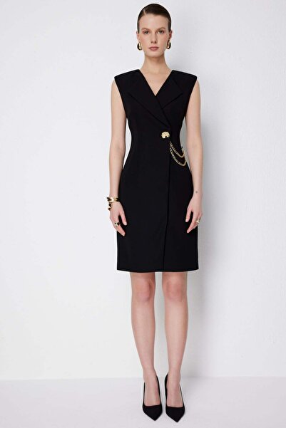 Ekol Chain Detail Double-Breasted Midi Dress