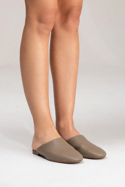 by selvi Lukka Shoes Genuine Leather Joyce Women's Mink Sabo Slipper