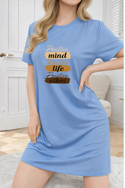 HOFFNUNG Unisex Short Sleeve Round Neck Positive Mind Solid Color Long Tshirt