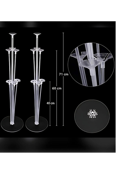 GÖRKEM TOPTAN PARTİ 2 Adet Balon Süsleme Standı 7li Çubuklu Ikili loSet Ayakl...