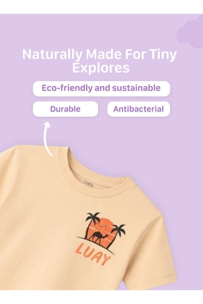 luay 100% Bamboo-Based Ultra-Soft Fabric Peach T-Shirt for Boys Short Sleeve Casual Wear for Kids